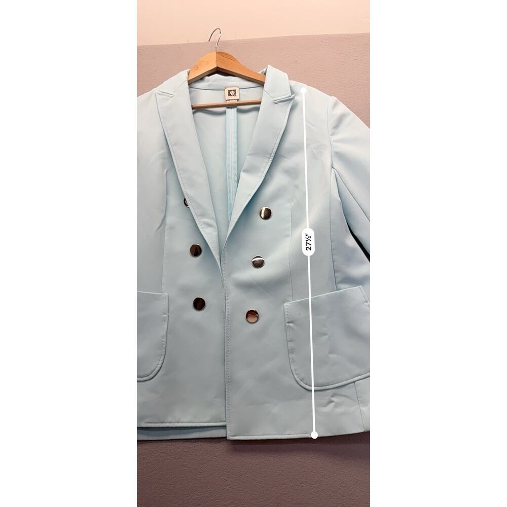 Anne Klein Womens XL Light Blue Double Breasted Blazer Jacket Career Office - Picture 4 of 8
